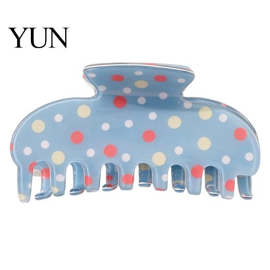 Lightweight Hair Styling Clips Colorful Polka Dot Claw Clip for Women, Sweet Macaron Style Non-slip Shark Fashion Barrettes Girls Gripper Thick Hair,