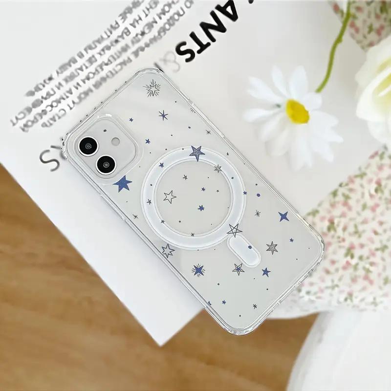 Магнитный чехол для телефона «Маленькая синяя звезда» для iPhone 17 16 15 16e 14 13 12 11 8 7 Plus Pro Max Air X XR Прозрачная крышка из ПК