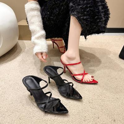 2025 Супер Высокие Тонкие Каблуки Женские Туфли Лодочки Босоножки с Перекрестными Ремешками на Щиколотке Обувь Женская Остроносая на Высоком Каблуке Туфли для Вечеринки Платья Сексуальные