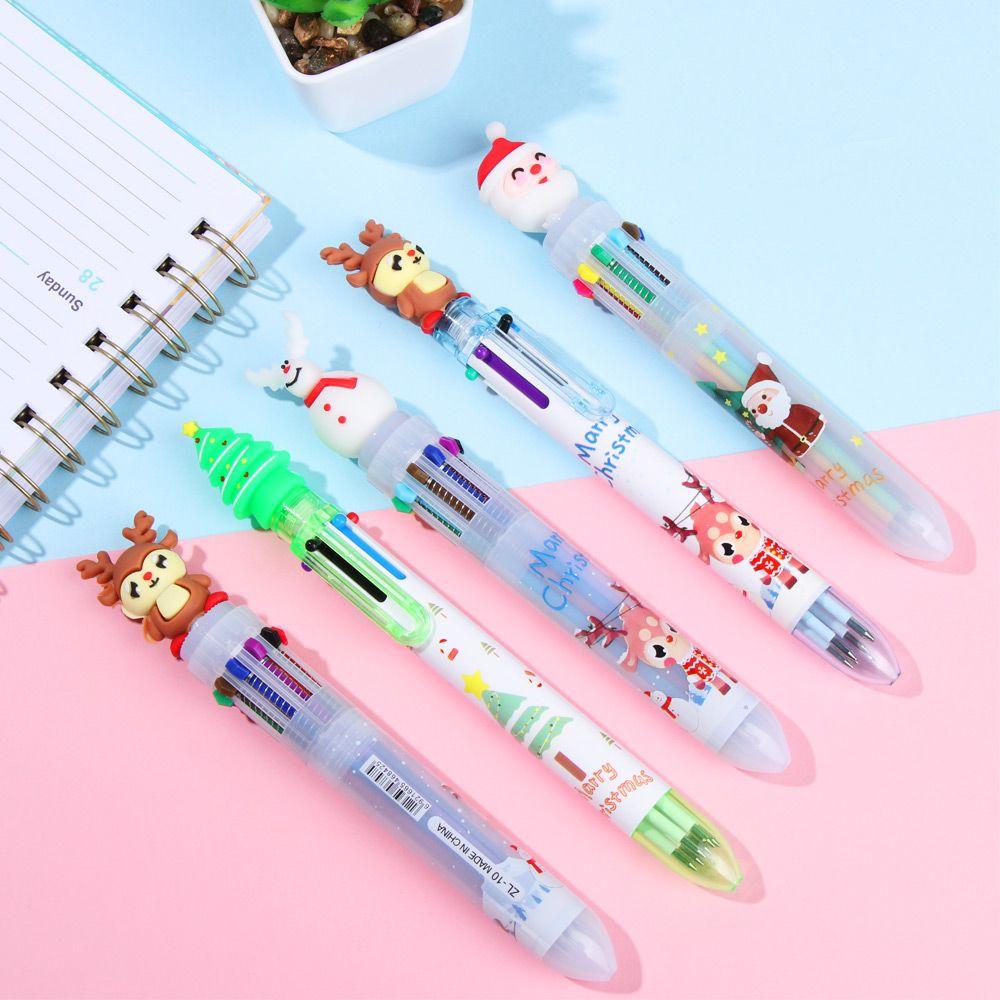6/10Colors Cute Gifts School Xmas Stationery Merry Christmas Cartoon Ball-point Pen Santa Claus Pen