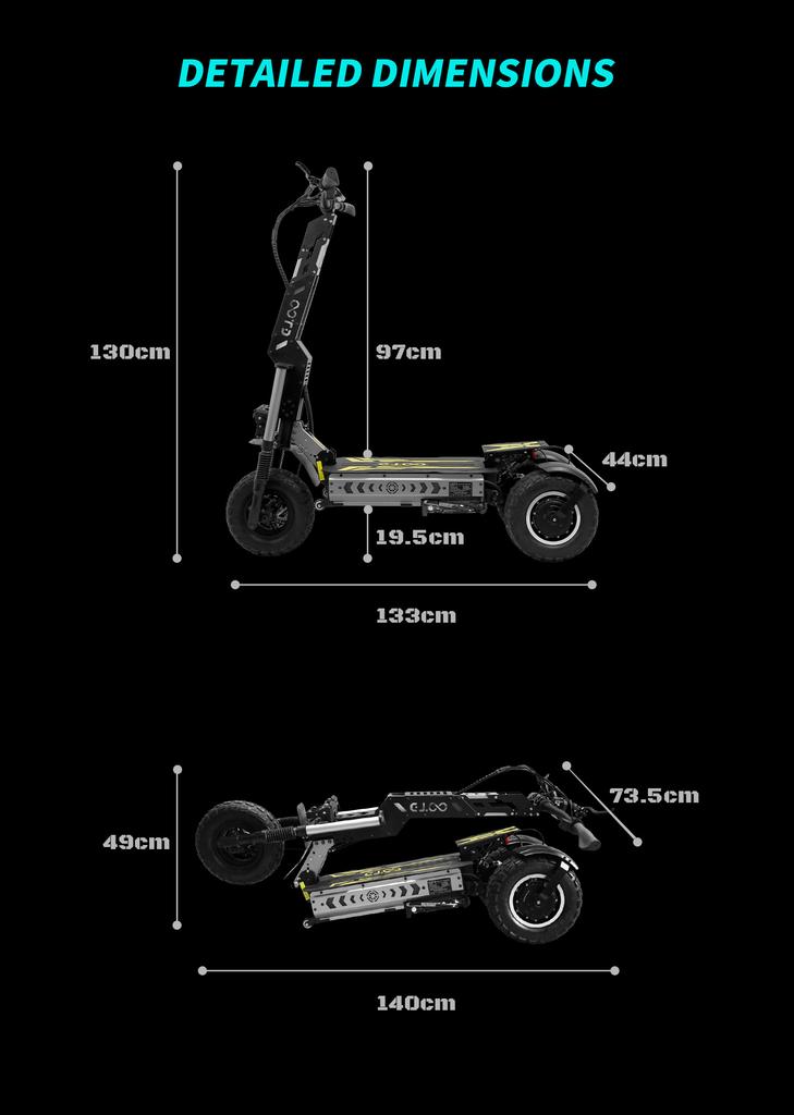 OOTD T30 Электросамокат 3200 Вт Двухмоторный 60 В 31,2 Ач Гидравлический тормоз Электрический самокат 13" Внедорожная шина Гидравлическая подвеска Электросамокаты