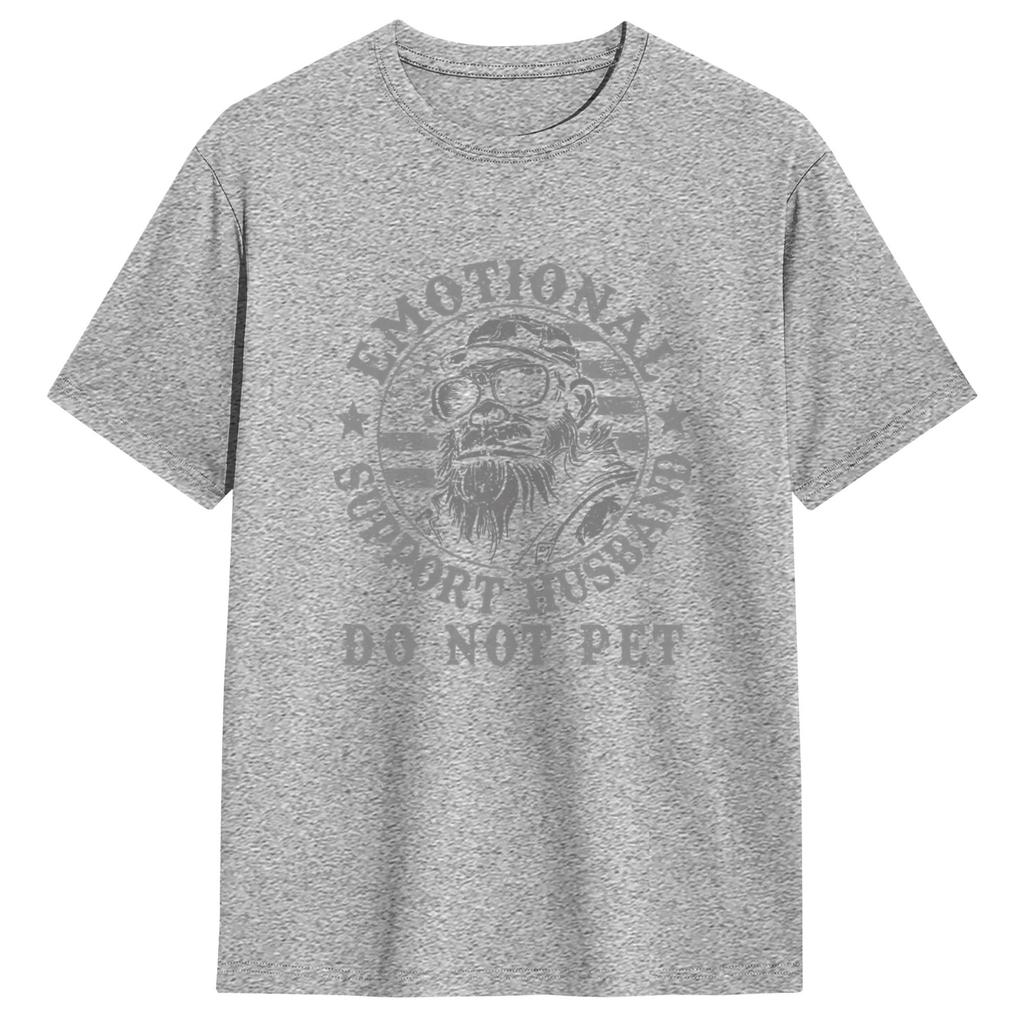 Emotional Support Husband Do Not Pet Funny Monkey TShirt Cool TShirts Short Sleeve Tops Beach Cotton Plus Size Top Tees