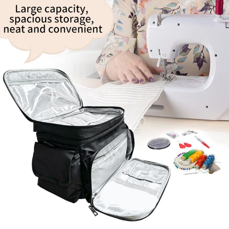 Двухслойный ящик для хранения швейных принадлежностей, водонепроницаемый, износостойкий тканевый органайзер для рукоделия с плечевыми ремнями