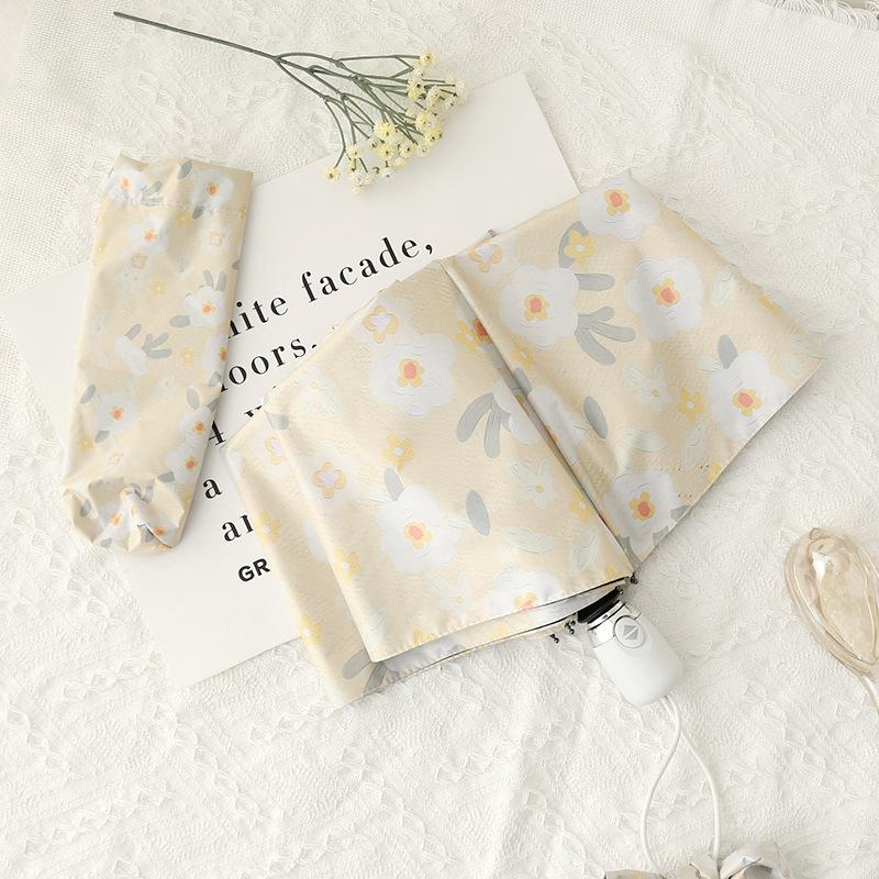 210T Camellia In The Rain Fully Automatic Umbrella Ins Sunscreen and UV Protection Umbrella for Both Sunny and Rainy Days