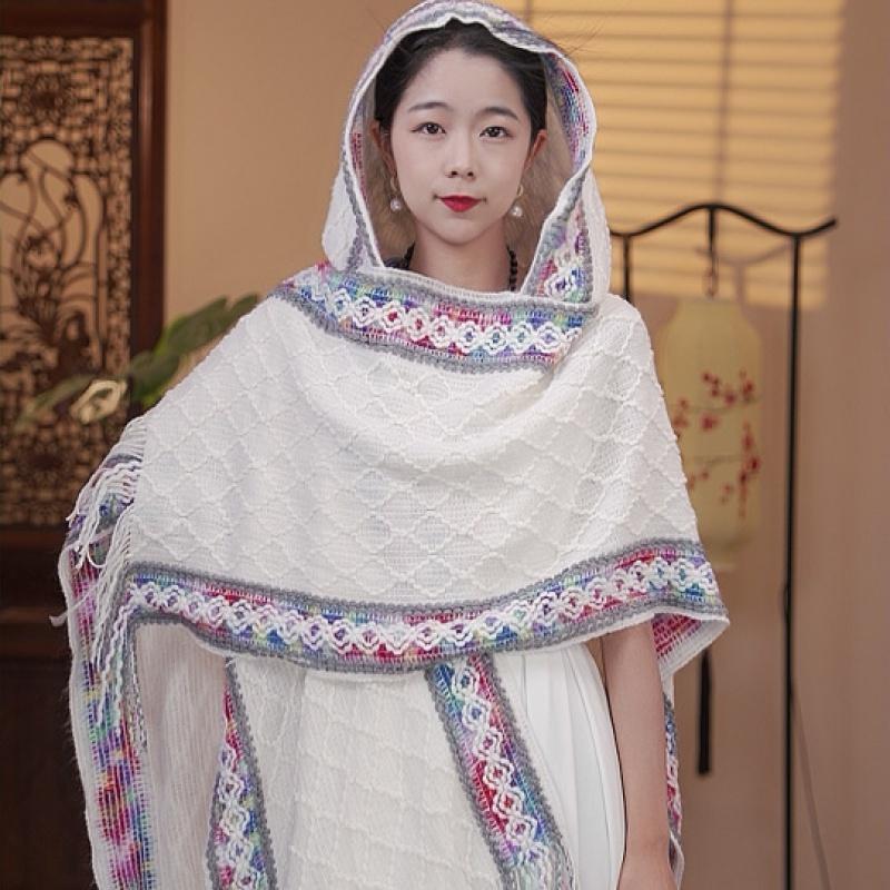 Новая дорожная вязаная шаль с капюшоном, универсальная, в западном стиле, национальная мода, многофункциональная, темпераментная женская шаль