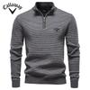 Callaway 2025 Autumn and Winter Embroidery New Men's European Size Thick Sweater Men's Half Zipper Stand Up Collar Business Casual Sweater Men