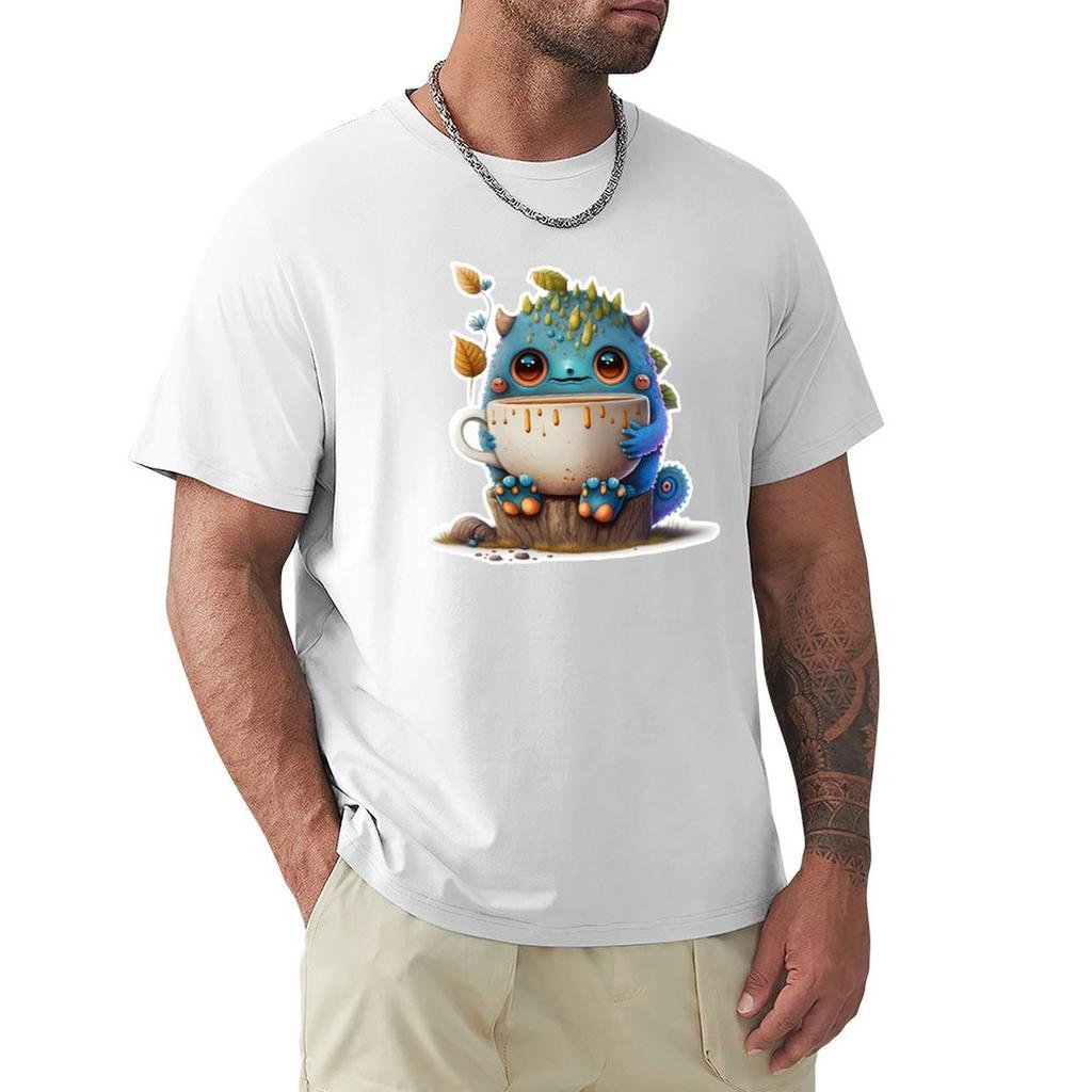 Cute Cute Creature With Hot Chocolate 2 Tshirt Quick Dry Training Short Sleeve Tee