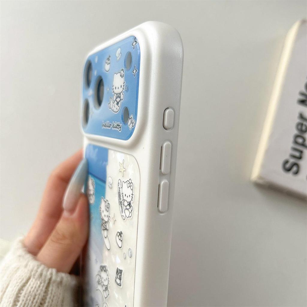 Чехол Blue Surfing Kitty для iPhone 15/17/16 Pro Max: Дизайн с защитой от падения и большим окном