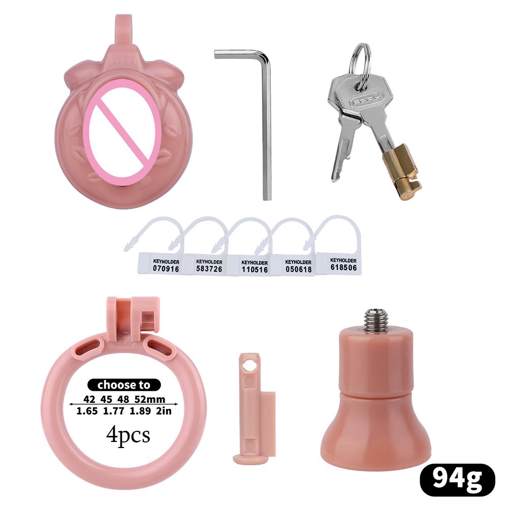 FRKO Simulation Clitora Sissy Flat Inverted Chastity Cage Kit ABS Resin Pussy Worship 4 Penis Lock Rings Invisible Wear Sex Toys