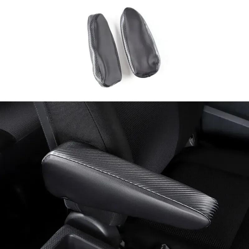 CarHome 2pcs Car Seat Armrest Cover Trim For Toyota FJ Cruiser 2007-2012 Carbon Fiber Leather Cushion Cover Armrest Protector NE