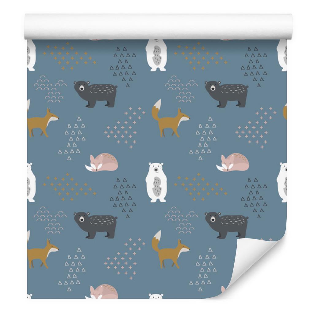 Pastel Bears and Foxes Wallpaper for Living Room and Bedroom 50x1000