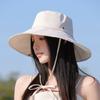 Korean Style Sun Hat For Women With Wide Brim Uv Shield And Polyester Material For Casual Outings