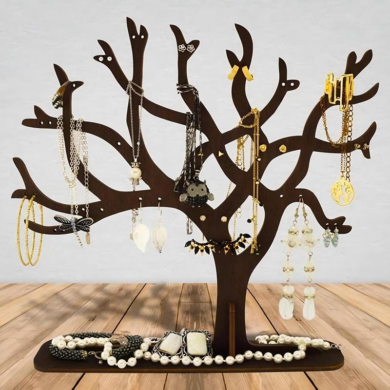 Jewelry Display Stand Wooden Tree Tower Rack Hanging Organizer For Ring Earrings Necklace Bracelet Hair Accessories