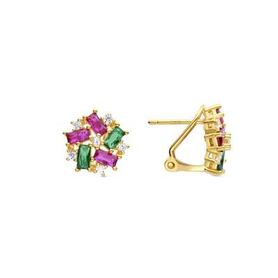 Серьги Luxenter из стерлингового серебра 925 пробы с разноцветным цирконием и отделкой из желтого золота 18 карат - Wewi