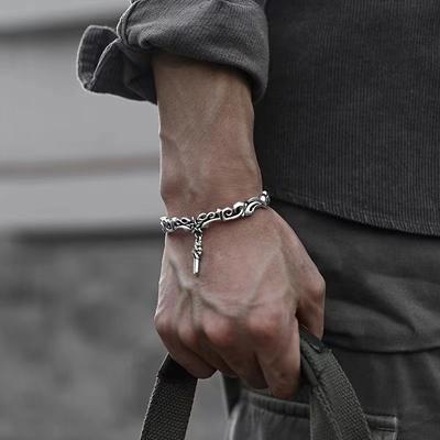 Винтажный браслет из лозы тяжелая промышленность пентаграмма крест темный узор браслет креативные украшения
