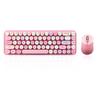 Perixx PERIDUO-802PK Bluetooth Wireless Mini Keyboard and Mouse Set, Retro Round Keys, Pink, English Layout