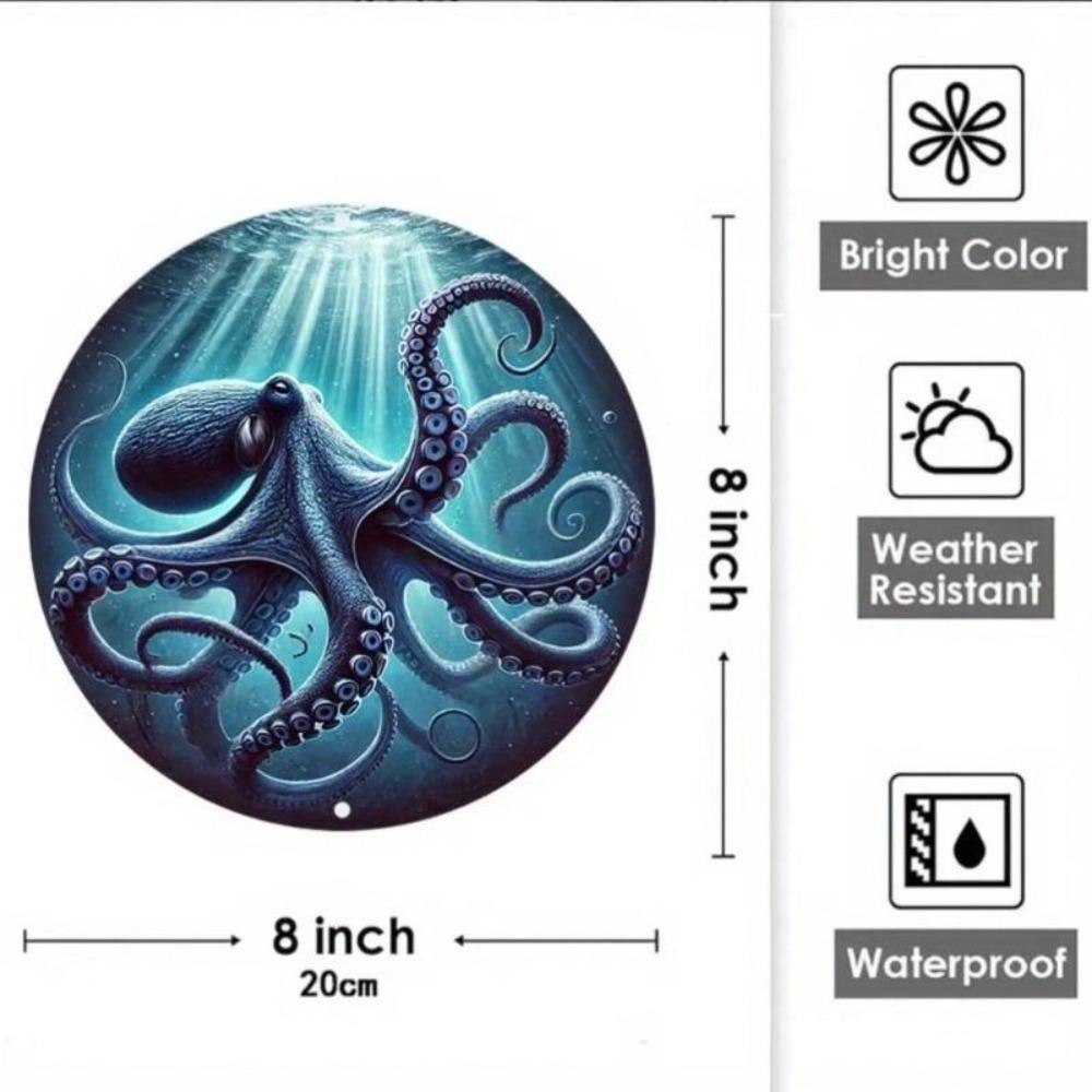 Vintage Blue Octopus Tin Sign Metal Wall Art Home Decor