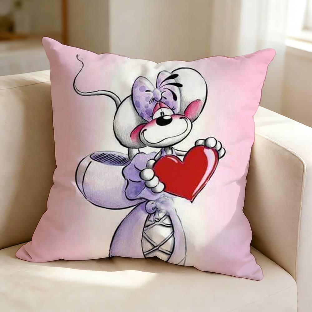 Cute cartoon Mouse DDiddlina Pillow Case Square DoubleSided Sofa Cushion Cover Bedroom Bedside Pillow