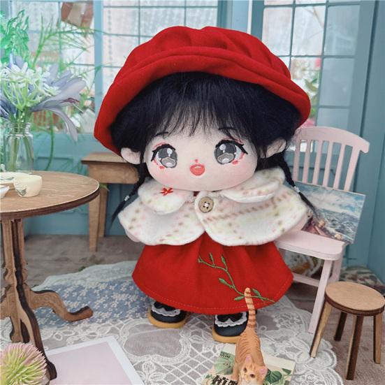 1 комплект из трех предметов, симпатичная игрушка для ролевых игр, удобная на ощупь, 20 см, мягкая кукла-идол, шаль, платье, шляпа, подарок для девочки