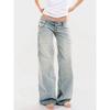 Vintage Y2K Low Rise Flare Jeans Women Slim Fit Washed Denim Pants Casual Streetwear