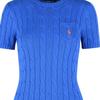 Polo Ralph Lauren Однотонный вязаный топ с коротким рукавом и вышивкой пони Стандартный крой Женские топы 211971873-500