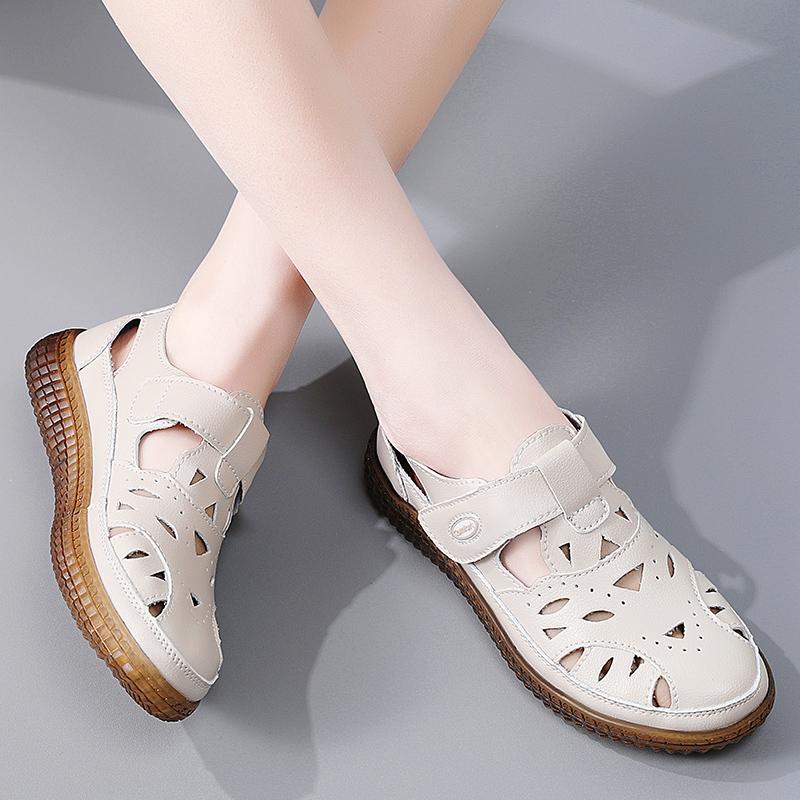 Летние женские римские сандалии Mary Jane Beach Shoes Closed Toe Casual Soft Walking Sandals for Girl Plus Size