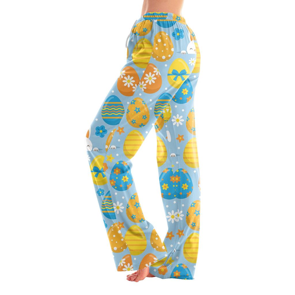 Женские пижамные штаны, одежда для сна, повседневные брюки с эластичной резинкой на талии, удобные прямые свободные брюки для йоги