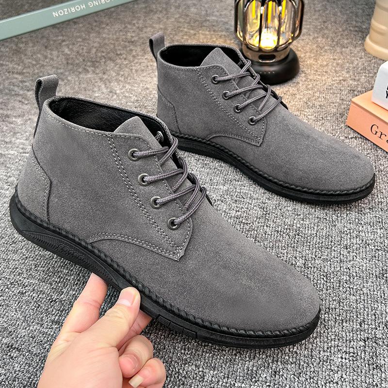 Fashion Men Shoes Luxury Suede Men Chelsea Boots 2025 New Comfortable Lace Up Ankle Boots Outdoor Casual High Quality Men Boots
