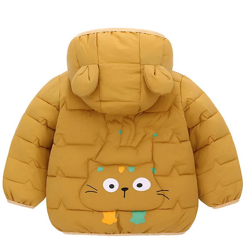 Детские легкие пуховики с капюшоном для мальчиков и малышей, теплая верхняя одежда, осенние пальто для девочек, повседневная одежда с рисунком динозавра