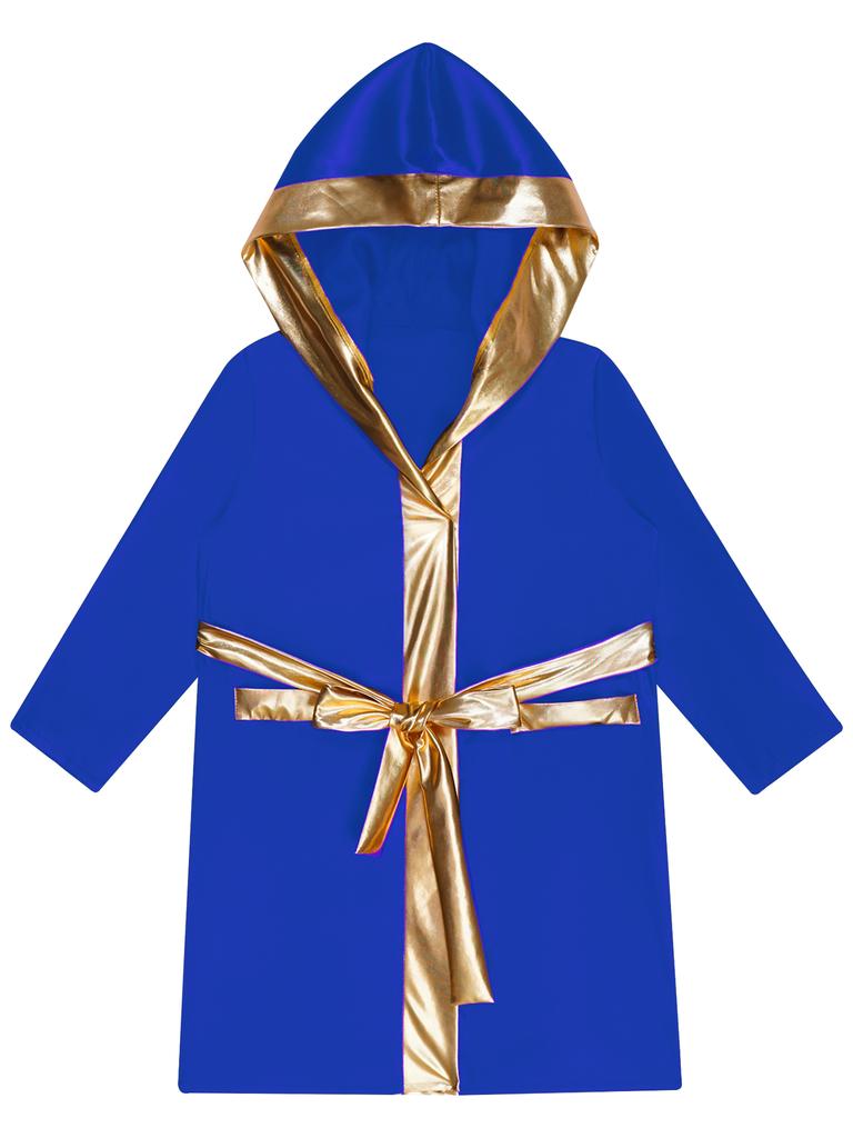 Kids Boxer Cosplay Uniform Set Costume Hooded Cloak Robe Boxing Fight Gown Role Play Outfits Halloween Carnival Party