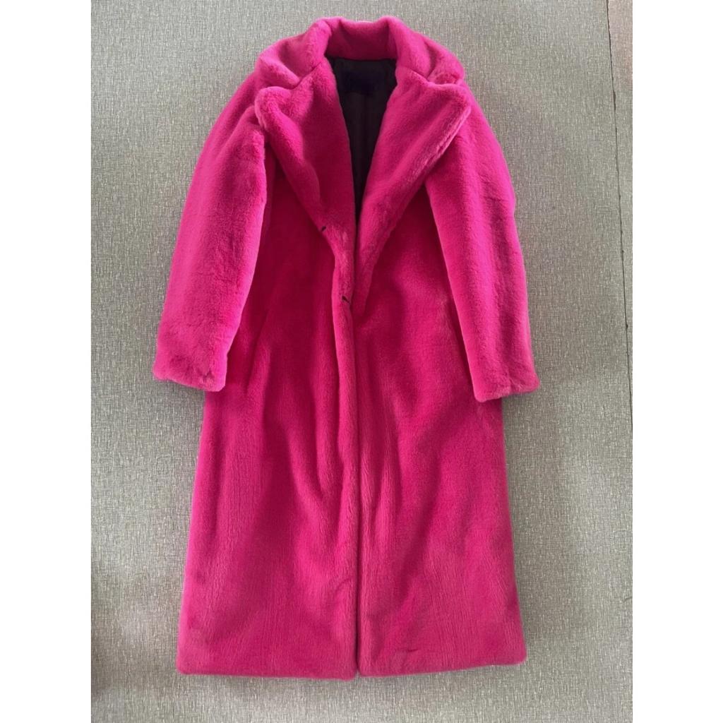 Winter Women High Quality Faux Rabbit Luxury Long Fur Coat Lapel OverCoat Thick Warm Female Plush Jacket Large Size 5XL