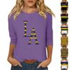 Ladies' Fashion Casual Round Neck 3/4 Sleeve Loose Printed T-Shirt Ladies' Top