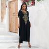 EDOLYNSA Black Vintage Golden Embroidered Long Kimono Cardigan Bikini Cover-ups Wrap Dress Beach Wear Swim Suit Cover Up Q23065