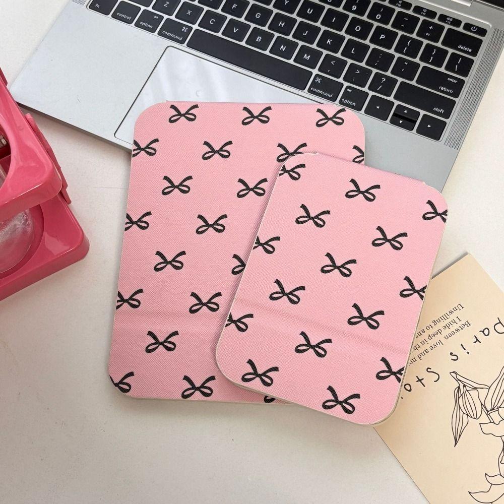 Настольная подставка-зеркало из искусственной кожи, Компактное косметическое зеркало, Розовый бант, Зеркало для туалетного столика, Легкое, Изящное карманное зеркало для макияжа