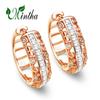 MINTHA Clip Earrings Trendy Rose Gold Color Wedding Daily Fashion Jewelry Hollow Cubic Zirconia Earrings For Women Bridal Round Earrings