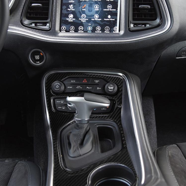 For Dodge Challenge 2015 2016 2017- 2024 Accessories Carbon Fiber Interior Central Control Gearbox Panel Decoration Sticker 5D