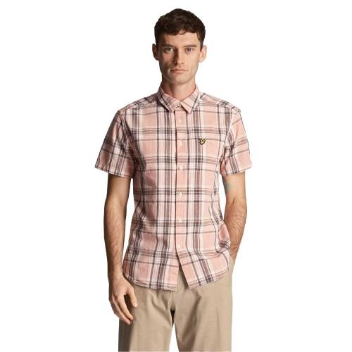 Lyle & Scott Mens Checked Linen Short-Sleeved Shirt