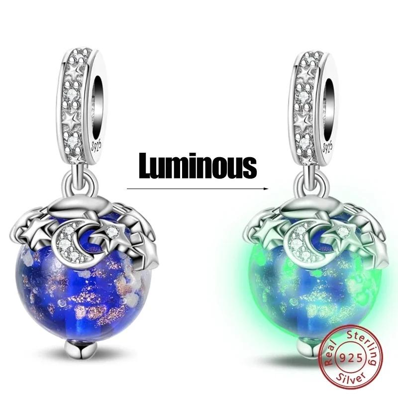 Медь Светящийся Синий Шарм Бутылочка Желаний Ангел Раковина Подвеска Бусина Подходит Браслет Сделай Сам Изысканное Изготовление Ювелирных Изделий