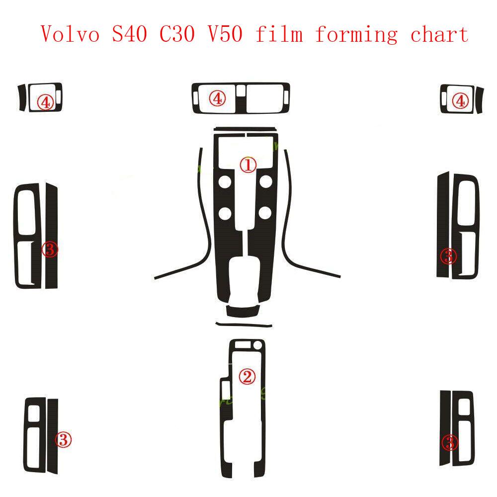 Для Volvo S40 V50 C30 Внутренняя центральная консоль Ручка двери Наклейки Декали 5D Углеродное волокно Стайлинг автомобиля Аксессуар