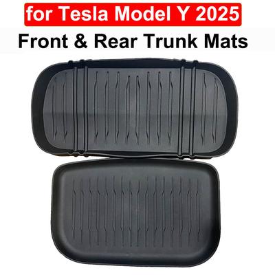 For Tesla Model Y Juniper 2025 Front Rear Trunk Mat TPE Carpet Waterproof Pads Protective Cover Trunk Cargo Liner Dividers Tray