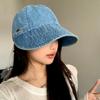 Retro denim bucket hat women's spring and summer show small face big brim sun hat big head circumference peaked hat tide