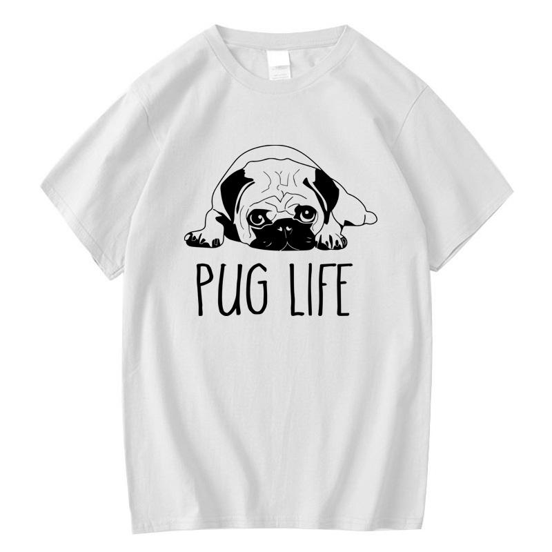 Mens High Quality Tshirt 100 Cotton Funny Pug Printed Loose Male Crewneck T Shirt Short Sleeve oneck Men tshirt Tops Tees