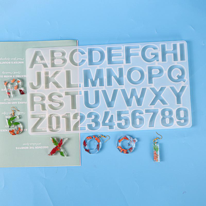  Epoxy Resin Mold Alphabet Letter Number Pendant Casting Silicone Crafts