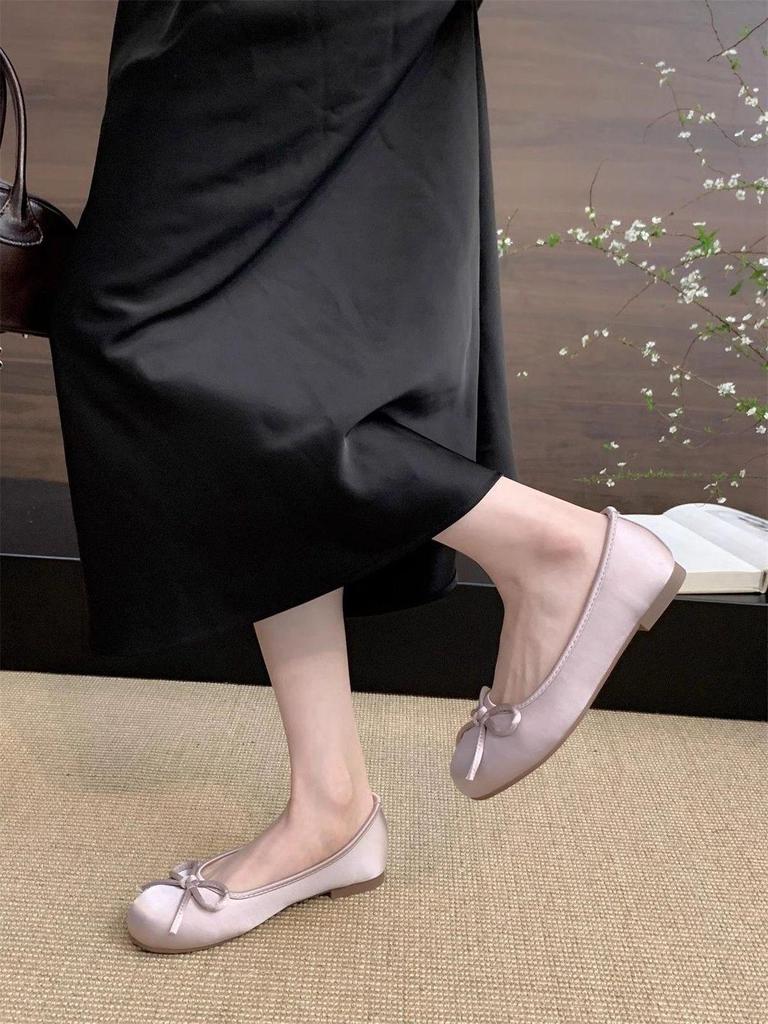 Балетки женские красные Fairy Wind, новинка 2025 года, нежные вечерние туфли-бини для бабушки с бантом