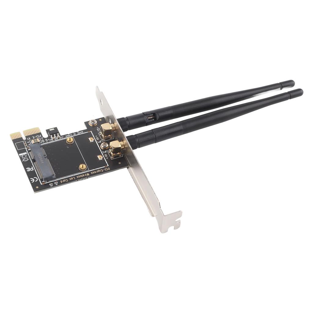 Mini PCI‑E to PCI‑E Card Adapter with 2 Antennas for Half Size PCI Express Wireless Card