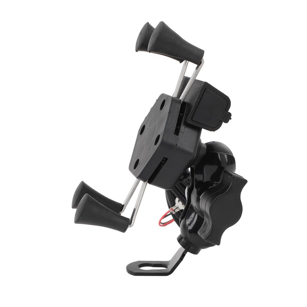 Motorcycle Phone Holder 5V 2A USB Port 360 Degree Rotation X Type Charger Bracket Navigation Stand