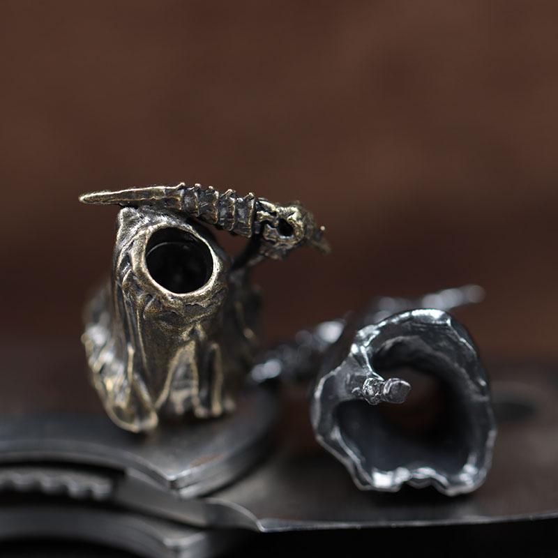 Grim Reaper Skull Brass Knife Beads EDC DIY Paracord Woven Bracelets Lanyard Pendants Accessories Outdoor Tool Hangings Charms