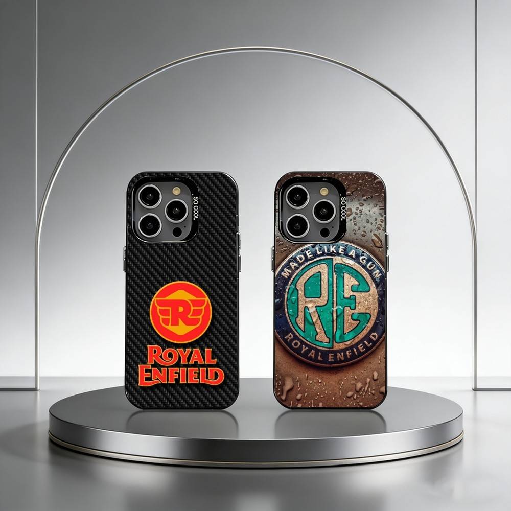 Чехол для телефона R-ROYALS E-ENFIELDs Logo для iPhone 17,16,15,14,13,12,11 Plus,Pro Max,XS,Цветной Серебряный Покрытый Внутренний Чехол