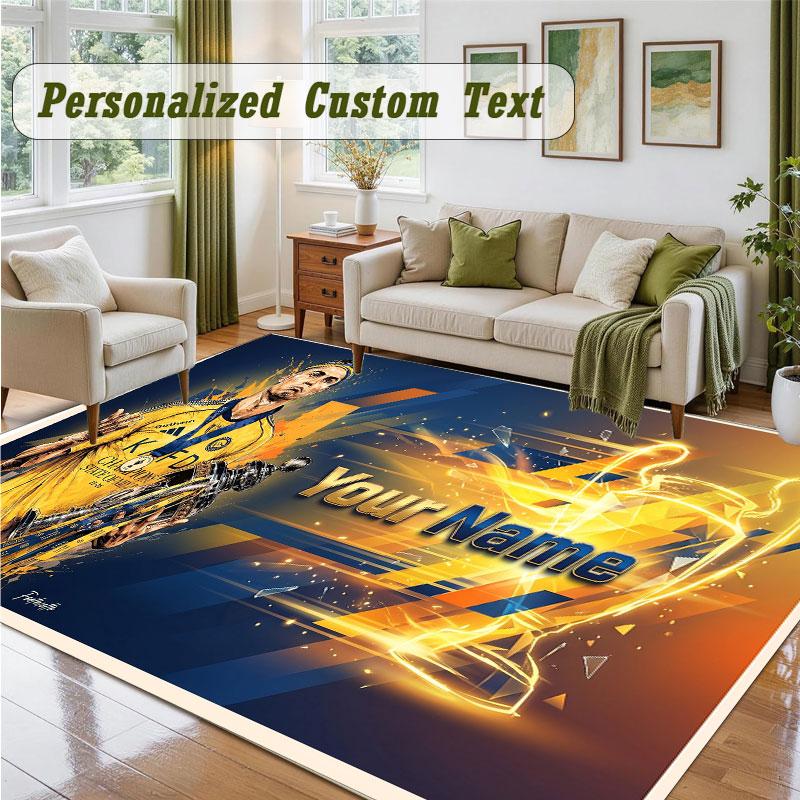 Crystal Velvet Square Rug Custom NameCristiano Ronaldo Pattern Non Slip Home Floor Decor Rug