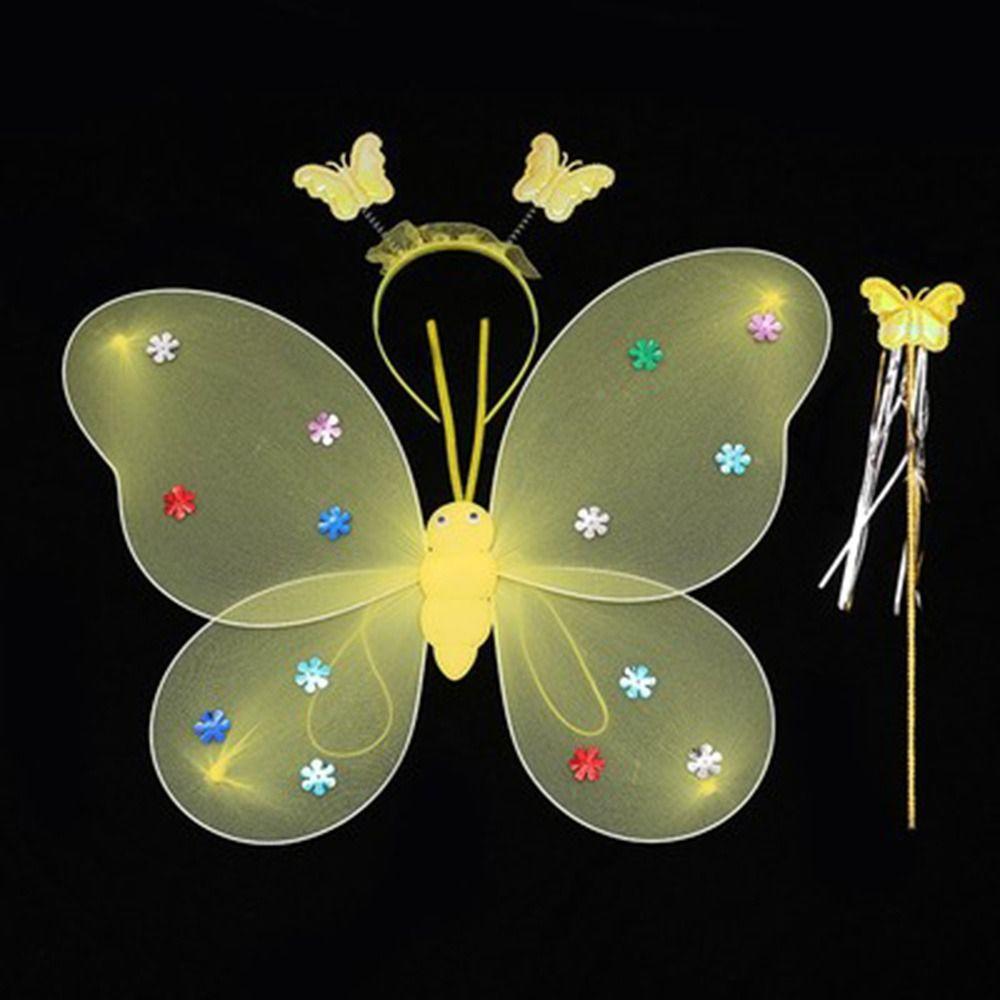 Костюм Принцессы Костюмные Наборы Наряжаться Блестящая Бабочка Детская Повязка на Голову Крылья Бабочки Девочки